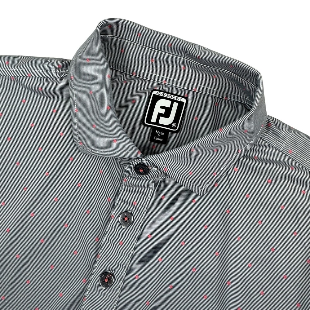 FootJoy Golf‎ Polo Mens XL Grey Pink Micro Stripe AOP Diamond  Short Sleeve